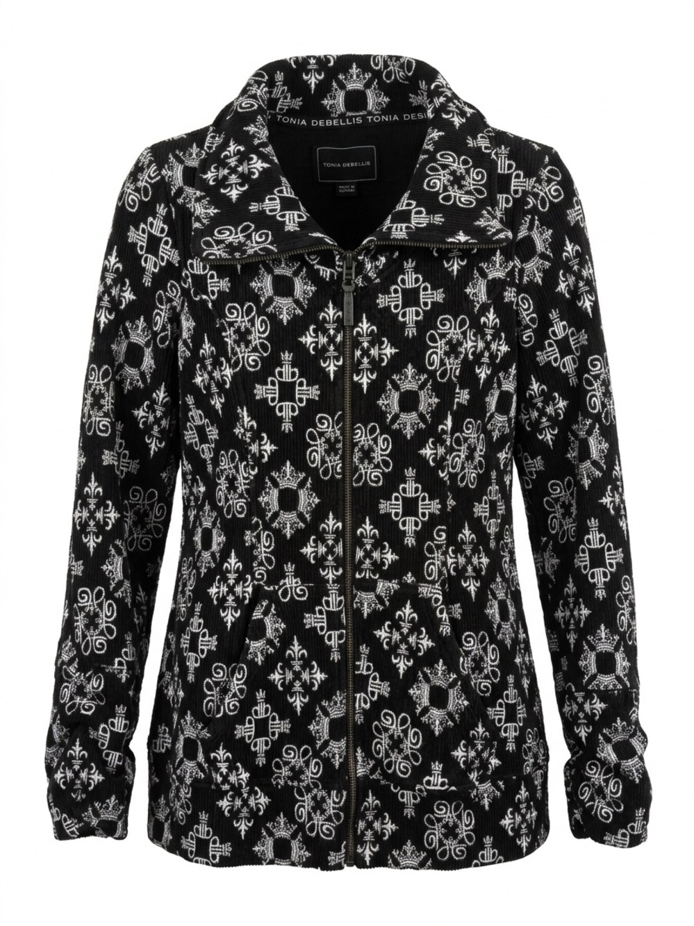 SZ M RONIA DEBEllIS MOLLY JACKET MADE IN CANADA POCKETS FUNNEL NECK COTTON